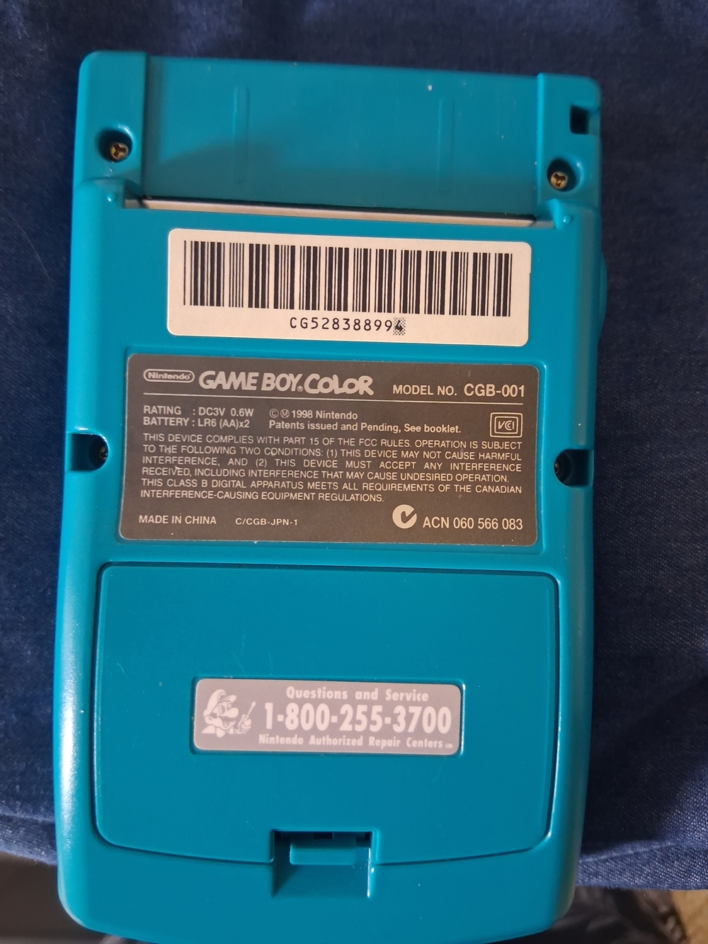 Nintendo Game Boy Color Bright Teal Handheld Console - Picture 5 of 5